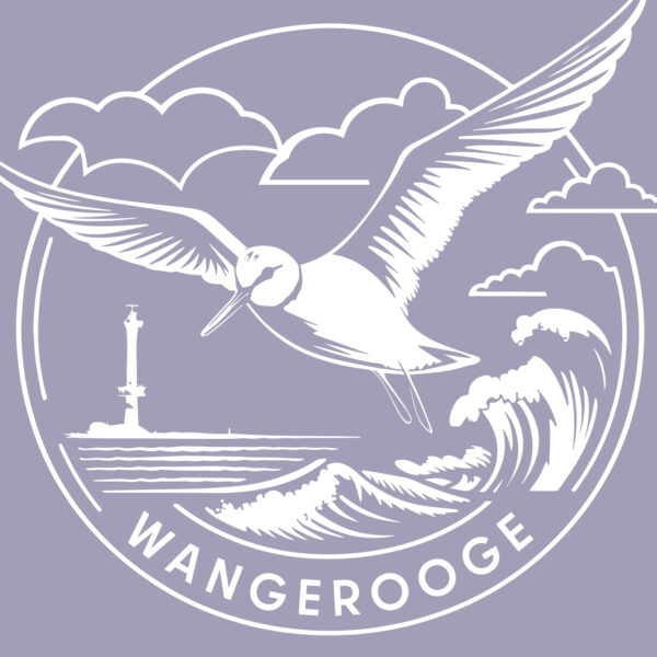 Wangerooge Hoodie Print Design mit Watvogel Knutt und neuem Leuchtturm Wangerooge