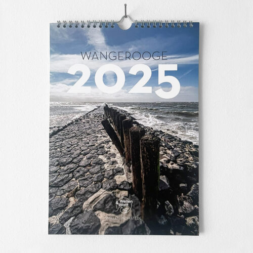 Wangerooge Kalender 2025 Vorderseite mit einem Bild von einer Buhne von Wangerooge